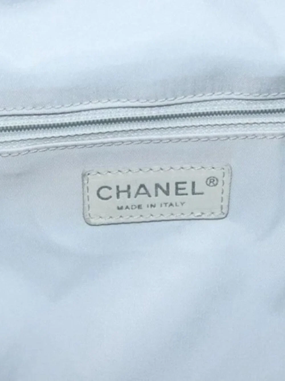 CHANEL Paris Biarritz GM Tote Bag Nylon Silver CC Auth BA10114